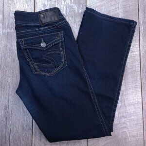 Silver Jeans Womens 28x30 Suki Slim Bootcut Dark Blue Denim Mid Rise Pants